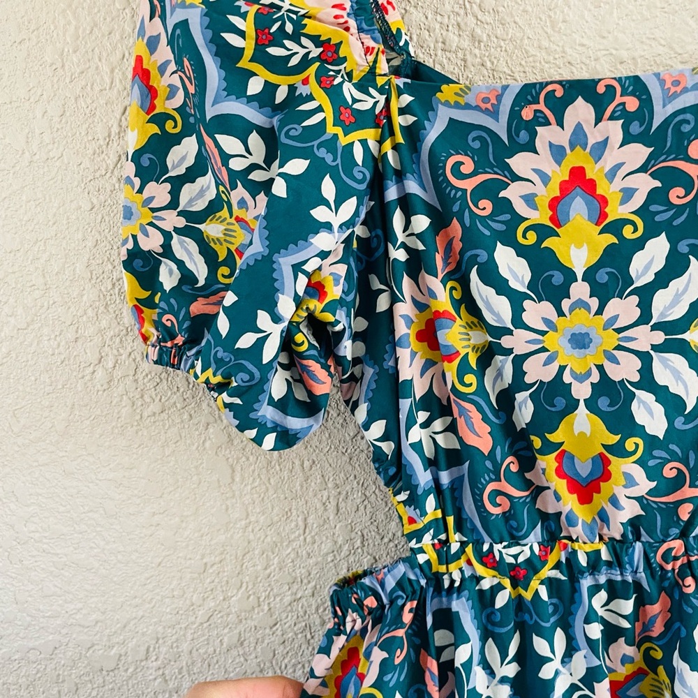 Boden Florence Cut Out Midi Dress in Green Multi Color Print size 8 - Picture 7 of 16